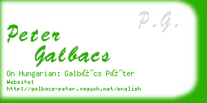 peter galbacs business card